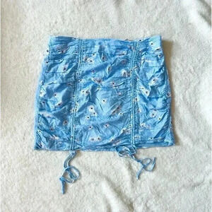 PacSun LA Hearts Blue Cinch Mini Skirt